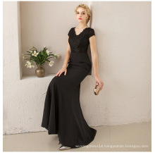 Short Sleeves Elegant long vintage mother of the bride dresses Black mermaid mother of the bride dress with sleeves